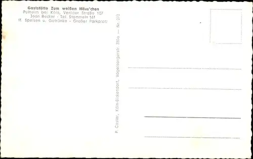 Ak Pulheim Nordrhein Westfalen, Gaststätte Zum weißen Häuschen, Innenansicht, Venloer Straße 107