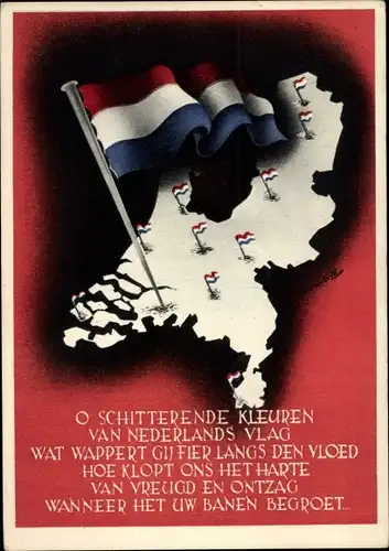 Landkarten Ak O schitterende Kleuren van Nederlands Vlag, Flagge, Patriotik Niederlande, 2. WK