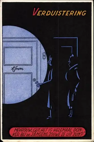 Ak Verduistering, het is helemaal donker bij de Jansens