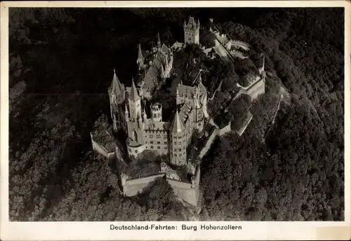 Foto Zimmern Bisingen im Zollernalbkreis, Burg Hohenzollern, Fliegeraufnahme, Zeppelin Weltfahrten