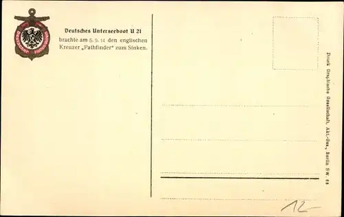 Ak Deutsches U Boot, Unterseeboot, U 21