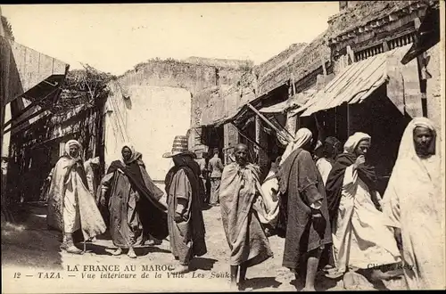 Ak Taza Marokko, La France au Maroc, Vue interieure de la Ville, Les Souks