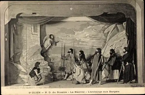 Ak Notre Dame du Rosaire, La Nativite, L'Archange aux Bergers, Theaterszene