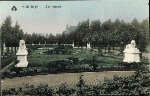 Ak Kortrijk Courtrai Westflandern, Volkspark