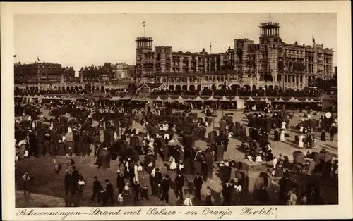 Ak Scheveningen Den Haag Südholland, Strand, Palace, Oranje Hotel