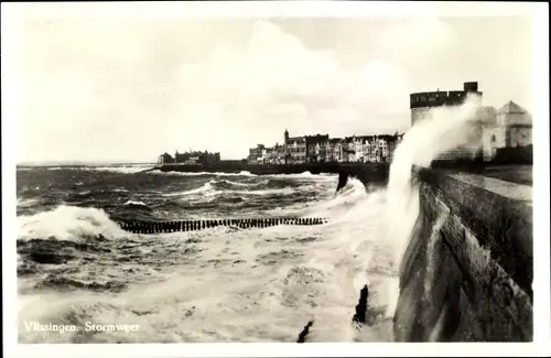 Ak Vlissingen Zeeland Niederlande, Stormweer