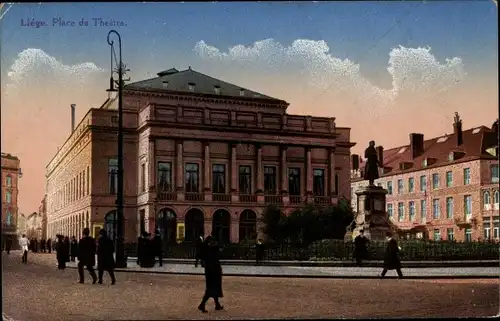 Ak Liège Lüttich Wallonien, Place du Theatre