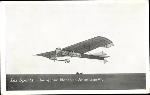 Ak Les Sports, Aéroplane Monoplan Antoinette VI