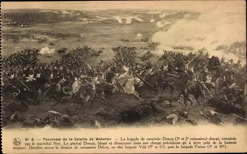 Ak Waterloo Wallonisch Brabant, Panorama de la bataille de Waterloo, Cavalerie Donop