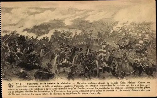 Ak Waterloo Wallonisch Brabant, Panorama de la bataille de Waterloo, Batteries anglaises