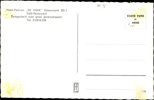 Ak Schoonoord Drenthe Niederlande, Hotel Café De Hoek
