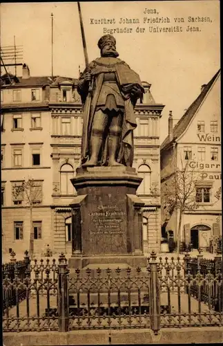 Ak Jena in Thüringen, Denkmal Kurfürst Johann Friedrich von Sachsen, Begründer der Universität