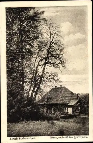 Ak Siebeneichen Meißen in Sachsen, Schloss Siebeneichen, altes, malerisches Forsthaus