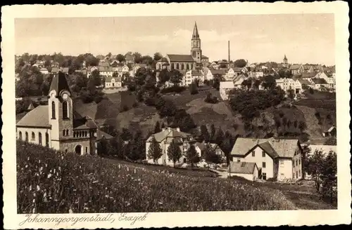 Ak Johanngeorgenstadt Erzgebirge, Blick auf den Ort, Kirche