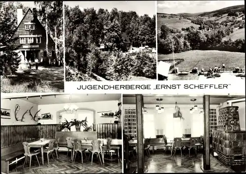 Ak Rittersgrün Breitenbrunn im Erzgebirge, Jugendherberge Ernst Scheffler, Garten, Umgebung