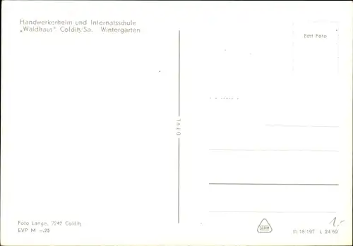 Ak Colditz in Sachsen, Handwerkerheim und Internatsschule Waldhaus, Wintergarten