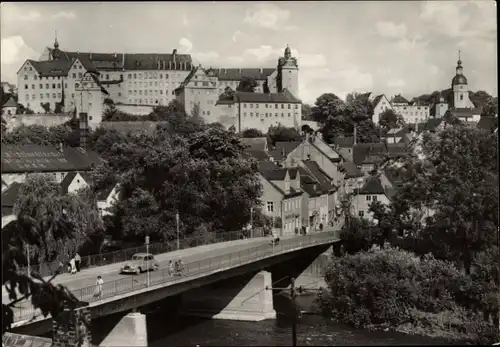 Ak Colditz in Sachsen, Blick zum Schloss, Brücke, Kirche