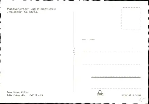 Ak Colditz in Sachsen, Handwerkerheim und Internatsschule Waldhaus, Wintergarten, Saal