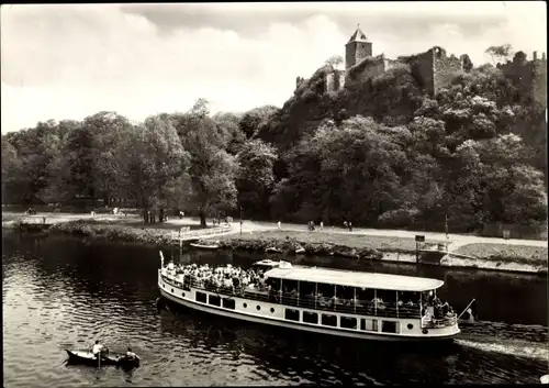 Ak Giebichenstein Halle an der Saale, An der Burg Giebichenstein, Schiff, Boot