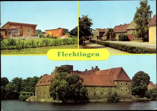 Ak Flechtingen Sachsen Anhalt, Bungalow-Siedlung, Lindenplatz, Wasserburg