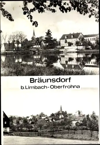 Ak Bräunsdorf Limbach Oberfrohna Sachsen, Teilansichten, Kirche