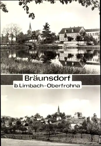 Ak Bräunsdorf Limbach Oberfrohna Sachsen, Teilansichten, Kirche