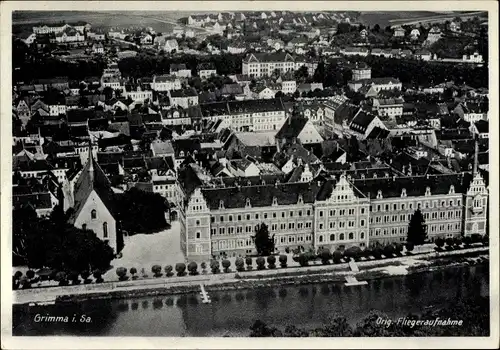 Ak Grimma in Sachsen, Panorama, Fliegeraufnahme