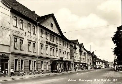 Ak Weimar in Thüringen, Goetheplatz, Hotel Russischer Hof