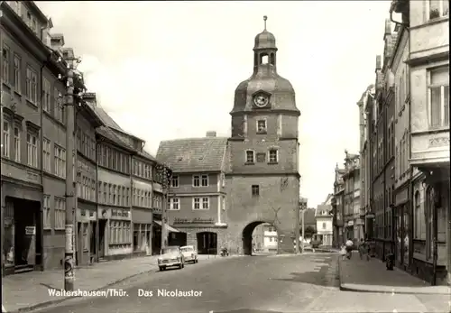 Ak Waltershausen in Thüringen, Nicolaustor, Straßenpartie