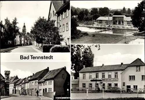 Ak Bad Tennstedt in Thüringen, Herrenstraße, Schwimmbad, Am Brückentor, HO-Kurcafe Schöne Aussicht
