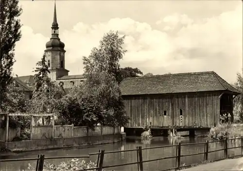 Ak Bad Sulza in Thüringen, Alte Dorfbrücke, Kirchturm