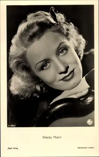 Ak Schauspielerin Mady Rahl, Portrait, Ross Verlag A 2552 1