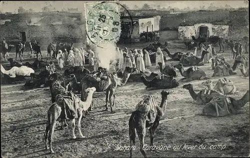 Ak Karavane beim Verlassen des Camps in der Sahara