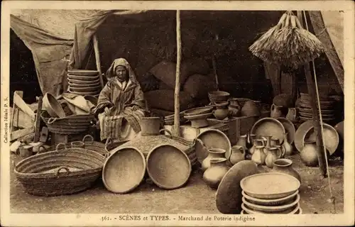 Ak Scenes & Types, Marchand de Poterie indigène