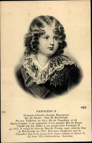 Ak Napoleon II, Roi de Rome, Portrait