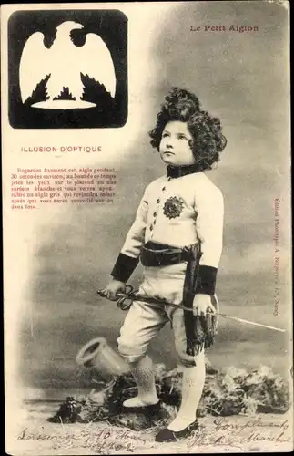 Ak Editions Bergeret, L'Aiglon, Kind als Napoleon II, Portrait