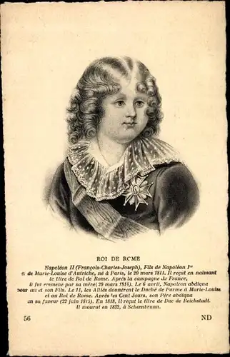 Ak Napoleon II, Roi de Rome, Portrait