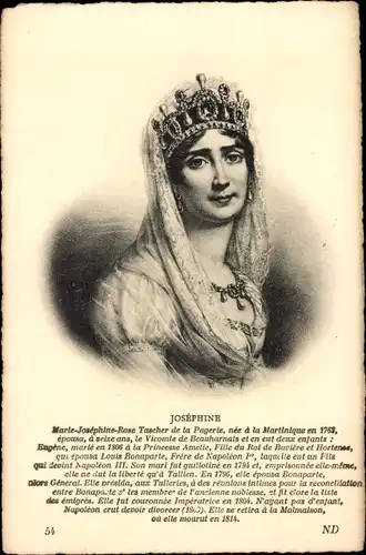 Künstler Ak Imperatrice Josephine, Portrait