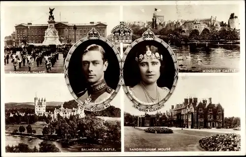 Ak König Georg VI von England, King George VI, Elizabeth Bowes Lyon, Buckingham Palace, Balmoral
