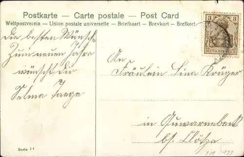 Präge Ak Glückwunsch Neujahr 1909, Glücksklee, Vergissmeinnicht