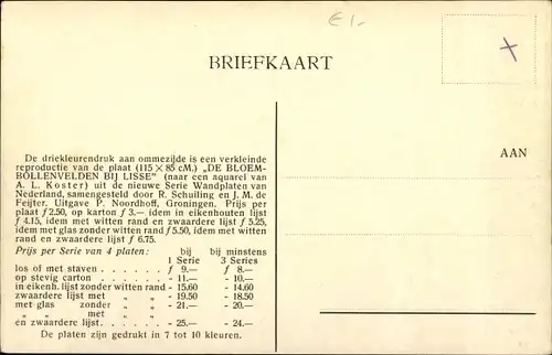 Künstler Ak Koster, A. L., De Bloem-Bollenvelden bij Lisse
