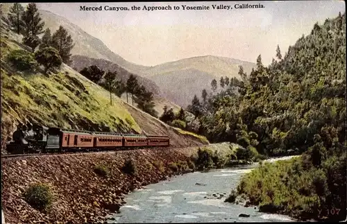 Ak Kaliforinien USA, Merced Canyon, the Approach to Yosemite Valley