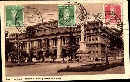 Ak Buenos Aires Argentinien, Monum. a Lavalle y Palacio de Justicia
