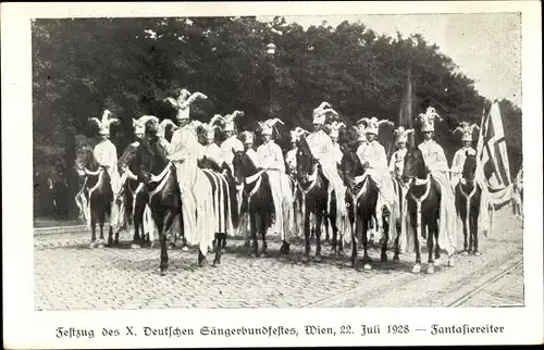 Ak Wien, X. Dt. Sängerbundesfest 1928, Festzug, Fantasiereiter
