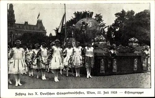 Ak Wien, Festzug des X Deutschen Sängerbundfestes 1928, Elfengruppe