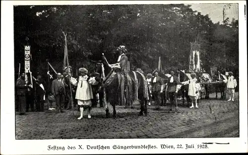 Ak Wien, Festzug des X Deutschen Sängerbundfestes 1928, Reiter