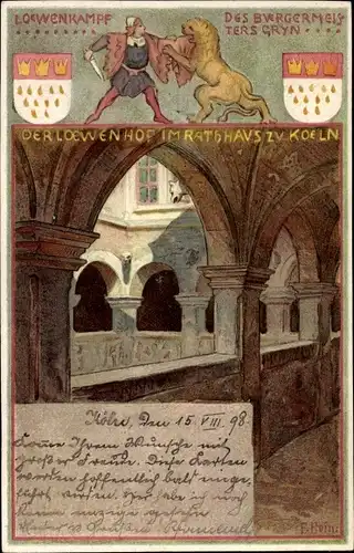 Künstler Litho Hein, Franz, Köln am Rhein, Löwenhof im Rathaus, Wappen