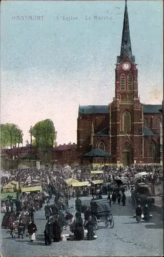 Ak Hautmont Nord, Kirche, Marktleben