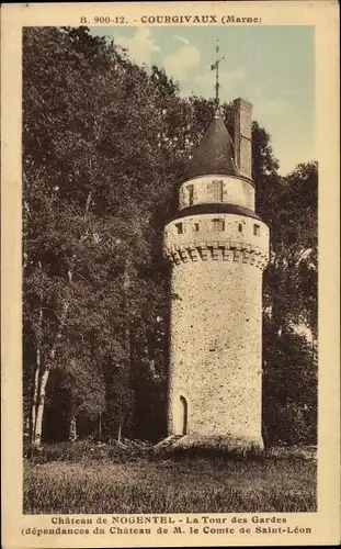 Ak Courgivaux Marne, Château de Nogentel, Tour des Gardes