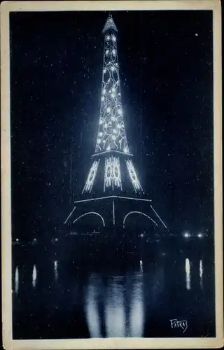 Ak Paris VII, La Tour Eiffel, Eiffelturm bei Nacht